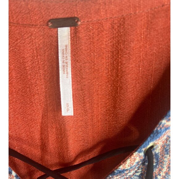 Free People Womens Wildest Moment Lace Up Tunic Persimmon Long Sleeve Boho Small - Picture 2 of 12